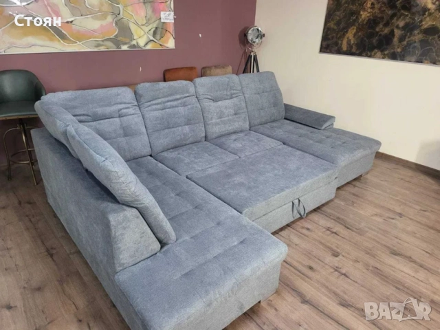 ПРОМОЦИЯ!!! Светло сив П - образен ъглов диван Nixon с функция сън, снимка 4 - Дивани и мека мебел - 52829776