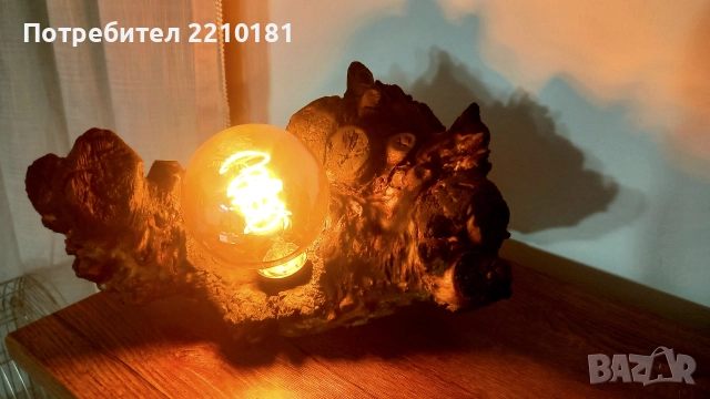 Настолна лампа дърво, снимка 6 - Настолни лампи - 52847253