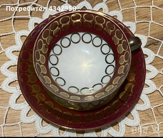  ☕ Антикварна порцеланова чинийка и  чашка RW Bavaria – Rudolf Wächter (1920–1928 г.) , снимка 2 - Антикварни и старинни предмети - 53463567