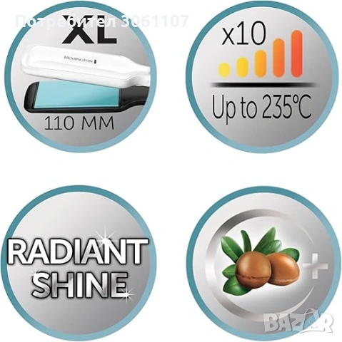 Преса за коса Remington Shine Therapy S8550 Керамична 150-230 C, снимка 8 - Други - 53378011