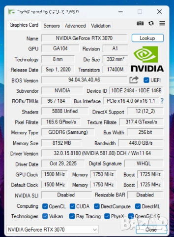 Продавам Nvidia RTX 3070 - EVGA,Asus,Founders Edition, снимка 9 - Видеокарти - 53670913