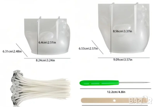 Молдове комплект за свещи 25 части кокошки с аксесоари , снимка 5 - Форми - 53257681