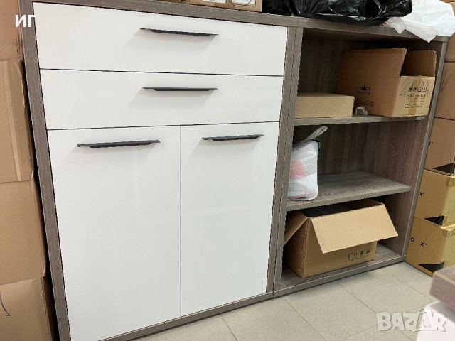 ПРОМО НОВО Офис Стол/Бюро/Маса/Етажерка/Шкаф/Бял Гланц/Дъб/Трюфел/Aiko, снимка 5 - Бюра - 52561503