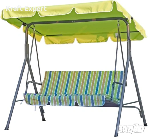 Триместна люлка Тоскана Лайм- регулируем сенник, с включена възглавница, снимка 5 - Градински мебели, декорация  - 53699406