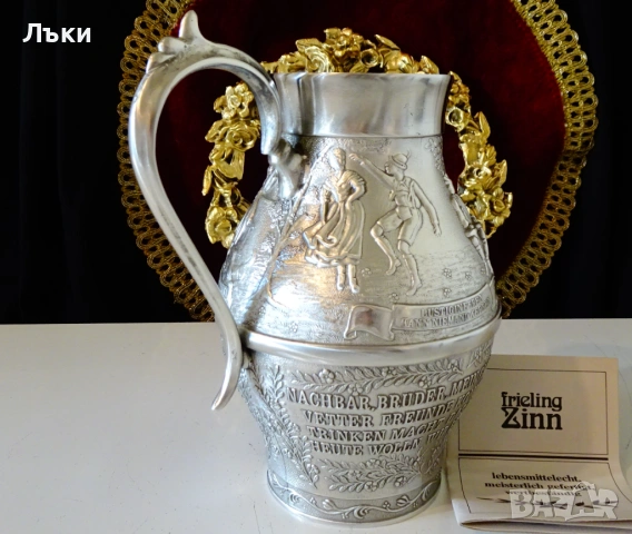 Калаена кана за вино,релефни картини,сертификат. , снимка 4 - Антикварни и старинни предмети - 53660746