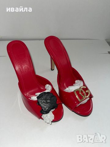 Сандали червени на ток лачени чехли dolce and Gabbana d&g