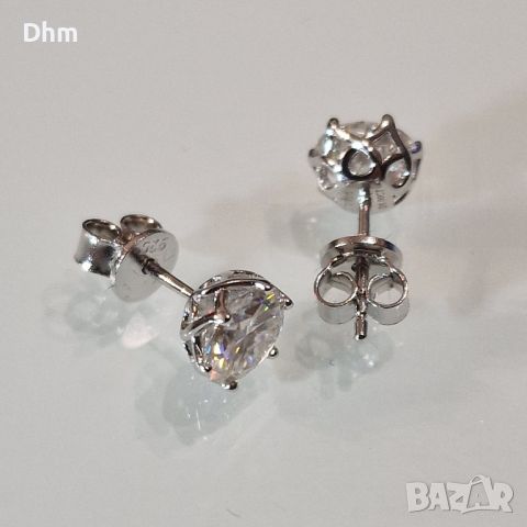 Дамски сребърни обеци с брилянти , снимка 3 - Обеци - 45332263