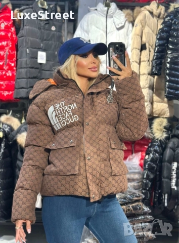 Дамско Зимно Яке - лого Бродирано ⚜️The North Face Gucci 