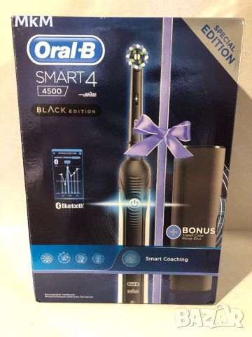 Електрическа четка за зъби Oral-B Smart 4 4500 Black Edition Черна 3 режима 2 глави Bluetooth Таймер, снимка 5 - Други - 45860983