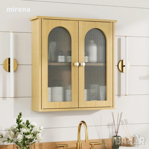 Стенен шкаф за баня, за стенен монтаж с арка, над тоалетна, Д 56 Ш 57