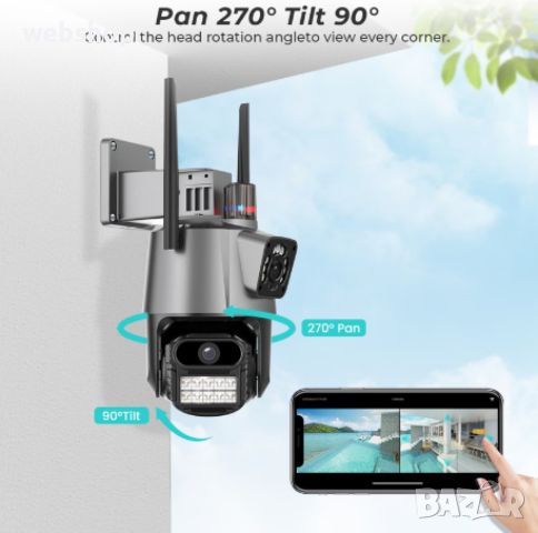 Двойнa PTZ WiFi камера за Видеонаблюдение, 6MPХ, ICSEE , снимка 6 - IP камери - 46248385