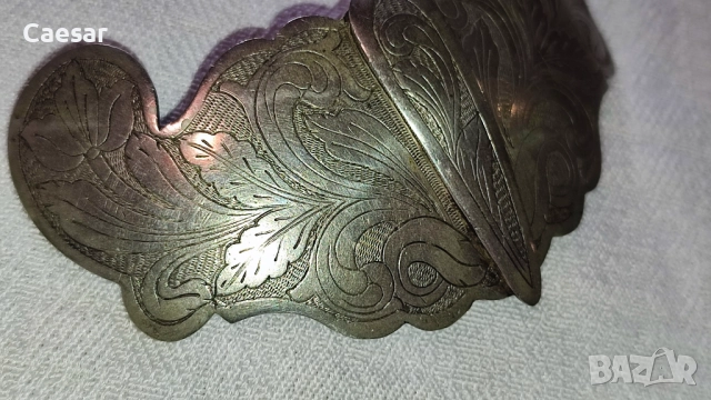 Старинен комплект сребърни пафти и гривна – 84 г, снимка 10 - Антикварни и старинни предмети - 52085155