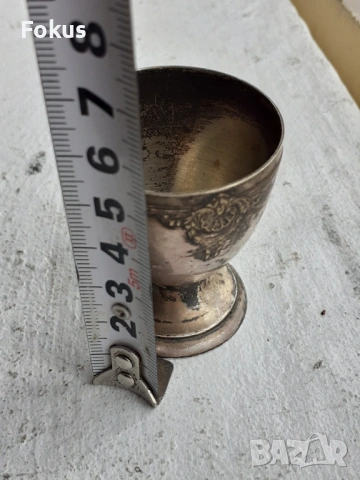 Зарф чашка за яйце посребрен с позлата, снимка 7 - Антикварни и старинни предмети - 53443645