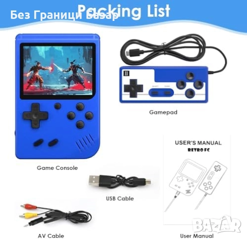 Нова Ретро портативна игрова конзола 520 игри LCD екран синя за деца, снимка 5 - Други игри и конзоли - 52119610