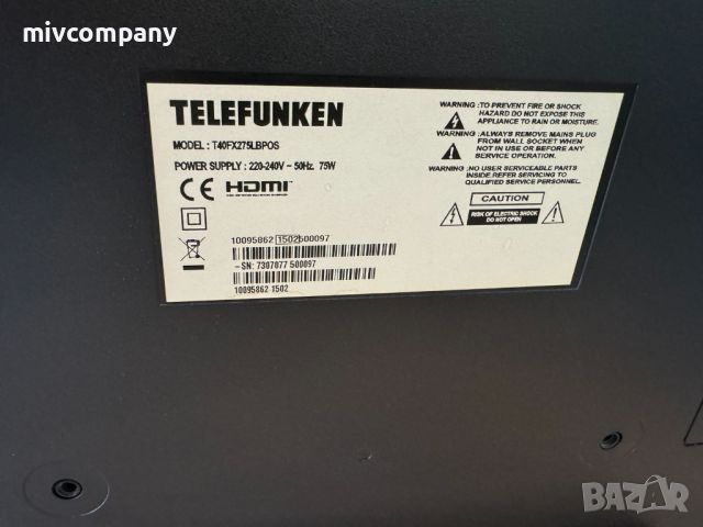 Телевизор LED Telefunken T40FX280DLBP, снимка 2 - Телевизори - 46185702