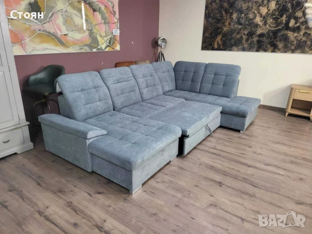 ПРОМОЦИЯ!!! Светло сив П - образен ъглов диван Nixon с функция сън, снимка 8 - Дивани и мека мебел - 52829699