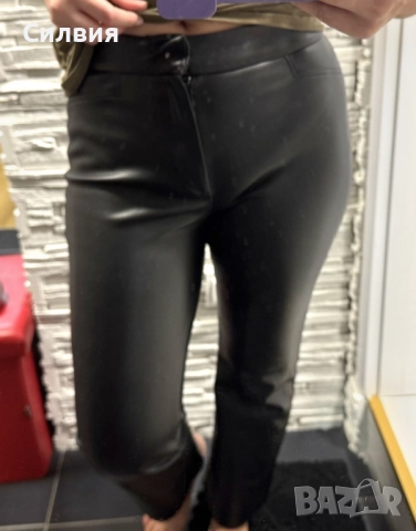 Чисто нов дамски лъскав кожен панталон "Stradivarius" / "Страдивариус", номер 36, размер "S", снимка 3 - Панталони - 52672524