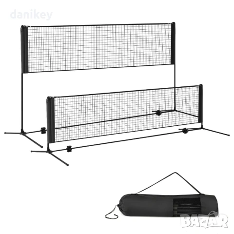 Преносима спортна мрежа 4.20м – за Бадминтон, Тенис и Волейбол | Регулируема и стабилна, снимка 3 - Други спортове - 54192226