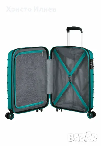 Твърд Куфар American Tourister Speedstar спинер на 4 колела 77cm цвят Тюркоаз, снимка 2 - Куфари - 49490485