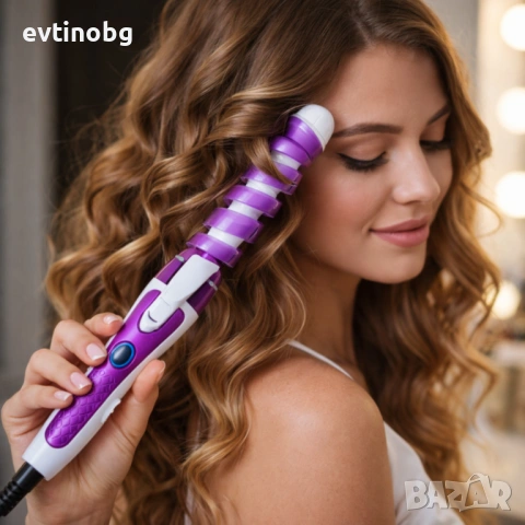 Маша за коса с автоматично навиване – до 210°C, лилав, 35маша за коса, автоW, универсално напрежение, снимка 3 - Маши за коса - 53767009