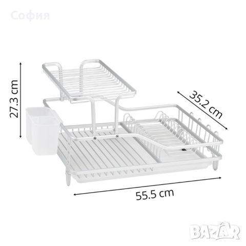 Сушилник за съдове с 2 нива и включена тава, снимка 4 - Аксесоари за кухня - 46748077