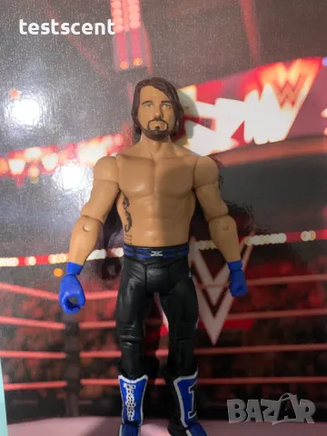 Екшън фигура WWE AJ Styles Ей Джей Стайлс Mattel Basic Figure играчка black&blue, снимка 4 - Колекции - 48502879