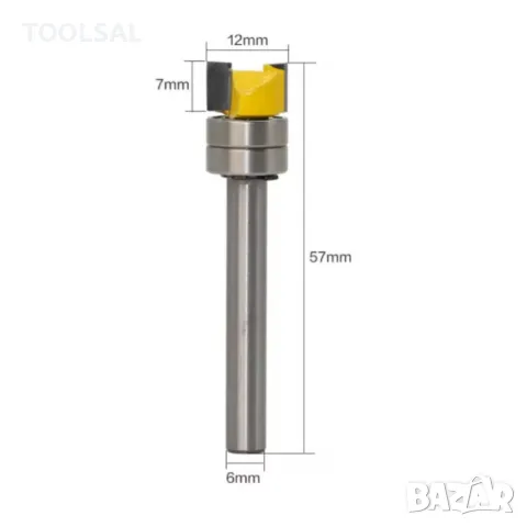 Фрезер за подравняване с лагер  Ø12x7mm, опашка Ø6mm,2f, снимка 1 - Други инструменти - 47509282