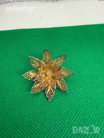 Ръчно изработена сребърна брошка - Topazio. №7595