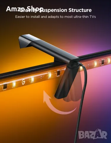 Govee TV Backlight 3 Lite 55-65 инча RGBICW Wi-Fi LED лента за телевизор, снимка 5 - Телевизори - 49766863