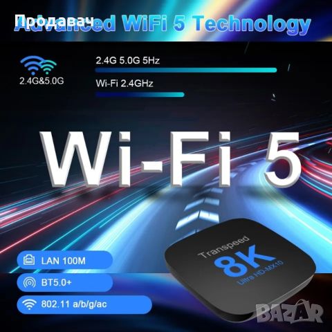 Transpeed нов TV box Android 13 8k 4gb 32gb, снимка 7 - Плейъри, домашно кино, прожектори - 45197448