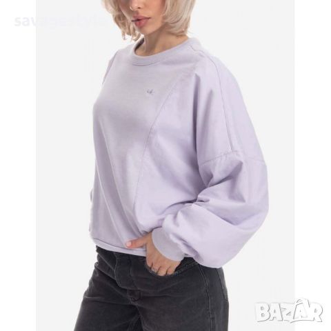 ADIDAS Originals Embroidered Logo Crew Neck Sweatshirt Purple, снимка 3 - Блузи с дълъг ръкав и пуловери - 46685675