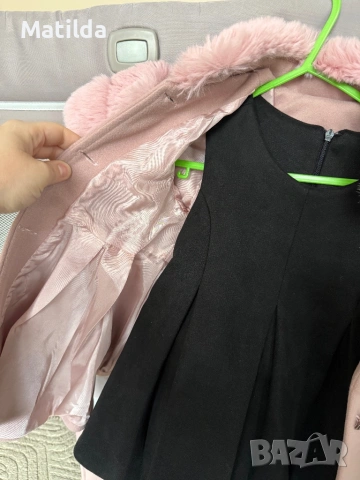 Rozovo palto s cerna roklya , снимка 4 - Други - 53109262