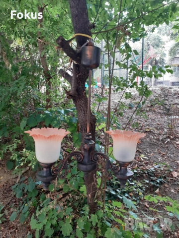 Страхотен български меден абажур полюлей, снимка 2 - Антикварни и старинни предмети - 53461017