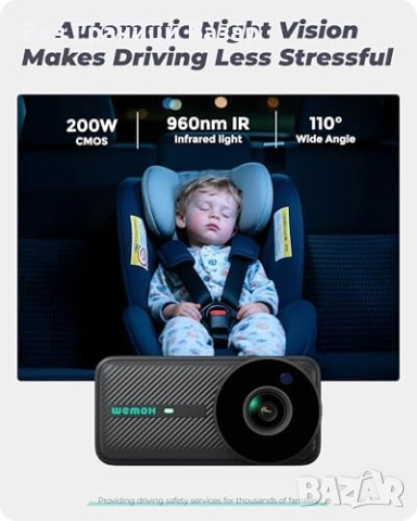 Нов Бебешки монитор за кола – 1080P IPS дисплей, нощно виждане, магнитен, снимка 5 - Друга електроника - 52306925