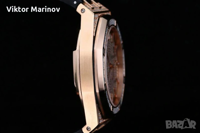 Audemars Piguet Royal Oak Automatic – Висок клас реплика, Rose Gold, Диамантен безел, снимка 5 - Луксозни - 53877496