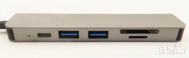 6 в 1 USB C хъб, алуминиев, 2xUSB 3.0, HDMI 4K, SD,TF, PD 67 W, снимка 1 - Други - 46986495