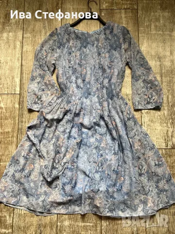 Разкошна нова  ежедневна елегантна теменужено синя рокля ситно плисе солей 