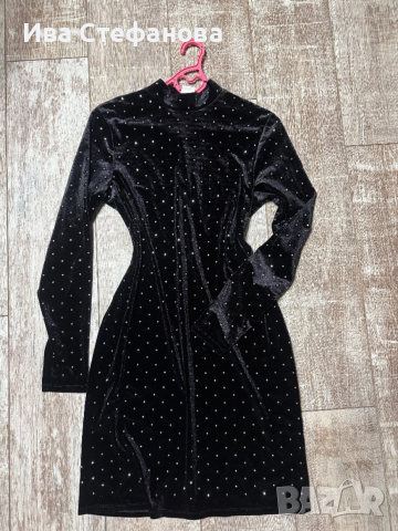 Нова парти бляскава коктейлна официална черна кадифе кадифена рокля, снимка 3 - Рокли - 52619442