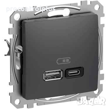 Продавам Розетка 2x USB тип A+C 3A 45W Power Delivery Антрацит SCHNEIDER ELECTRIC Sedna Design, снимка 1 - Други - 44953750
