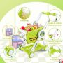 deAO Пазарска количка с храна и аксесоари, комплект за игра за деца, за ролеви игри, зелено, снимка 2