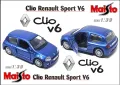 Clio V6 Renault sport blue metallic, Maisto 1:39, снимка 1