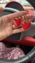 💗Стилни Красиви Обеци в Златисто с Наситено Червени Сърчица КОД : 0362💗 👑 💋, снимка 7
