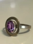 Прекрасен старинен съветски сребърен пръстен с естествен камък аметист , снимка 2