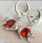 Детски обеци рибки от 9к бяло попълнено злато с алени цирконии 20 лв., снимка 3