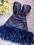 Бутикова рокля с пайети и пера , снимка 1 - Рокли - 45770242