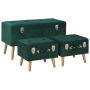 vidaXL Табуретки за съхранение, 3 бр, зелени, кадифе(SKU:329254, снимка 1 - Дивани и мека мебел - 45541174