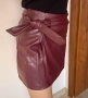 Нова тъмно червена (бордо) кожена пола "Shein"/ "Шейн" с възел, размер "S", снимка 3