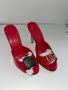 Сандали червени на ток лачени чехли dolce and Gabbana d&g, снимка 1
