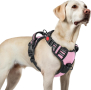Нагръдник за кучета rabbitgoo мек подплатен, с катарама за освобождаване на врата, розов, L и XL