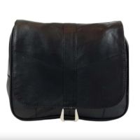 Черна стилна дамска чанта от естествена к. с капак - Elis, снимка 3 - Чанти - 45080197